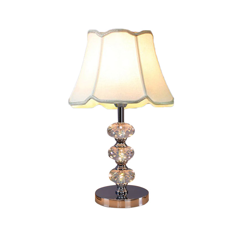 Contemporary Study Light With Crystal Lamp Post - Silver/Beige/Coffee Fabric Shade 1 Head Perfect