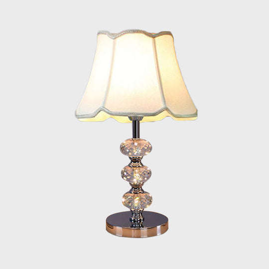 Contemporary Study Light With Crystal Lamp Post - Silver/Beige/Coffee Fabric Shade 1 Head Perfect