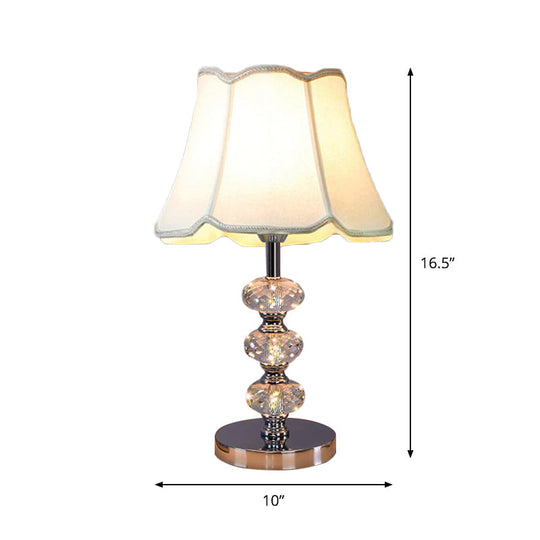 Contemporary Study Light With Crystal Lamp Post - Silver/Beige/Coffee Fabric Shade 1 Head Perfect