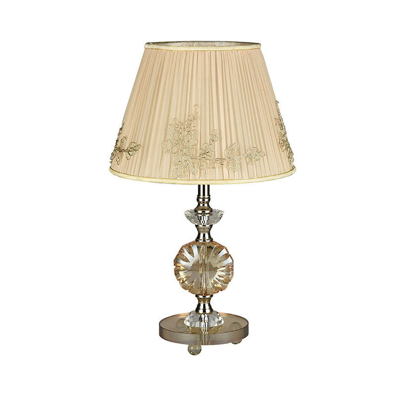 Rasalas - Beige Cone Night Lamp with Flower Design - Modern Style Fabric Shade -