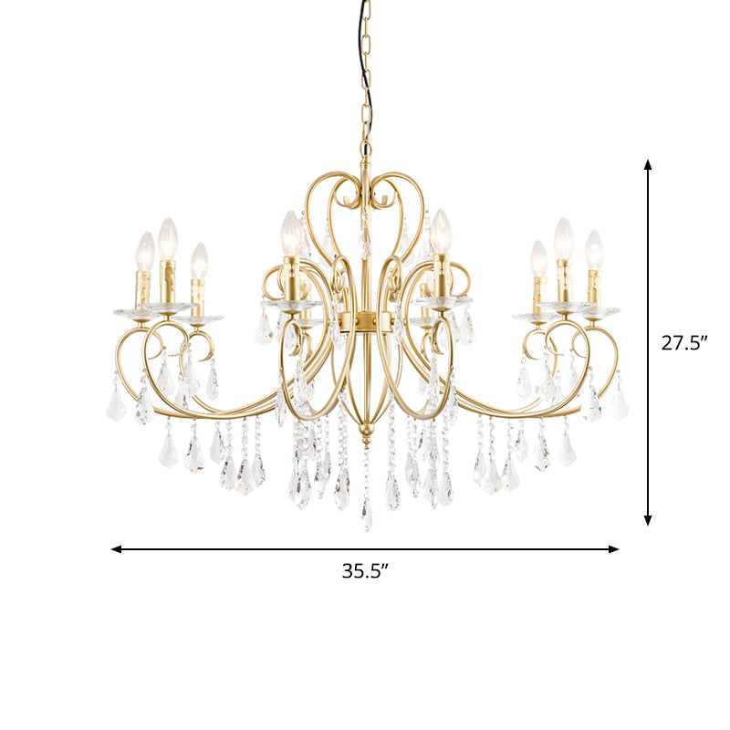 Modern Clear Crystal Suspension Pendant With 8/10 Lights - Gold Chandelier Lighting