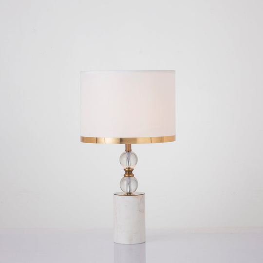 White Crystal Table Lamp With 1 Head Traditional Fabric Shade