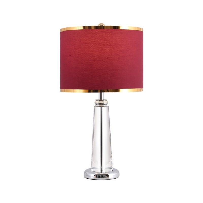 Zoe - Burgundy Circular Nightstand Lamp with Crystal Lamp-Post