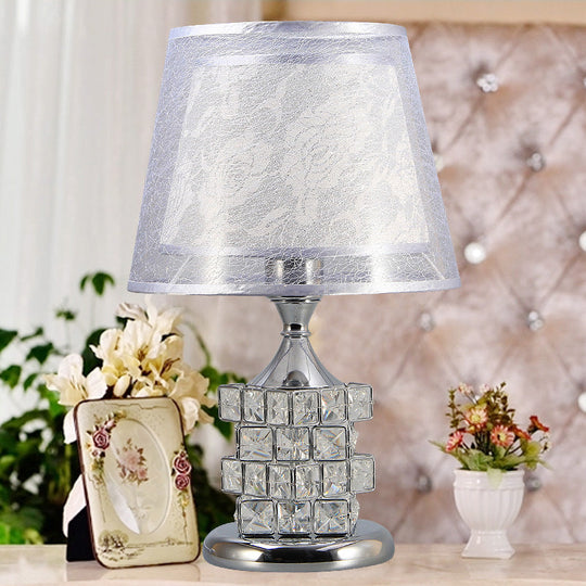 Alsciaukat - Elegant Gold/Silver Floral Table Light with Crystal Blocks