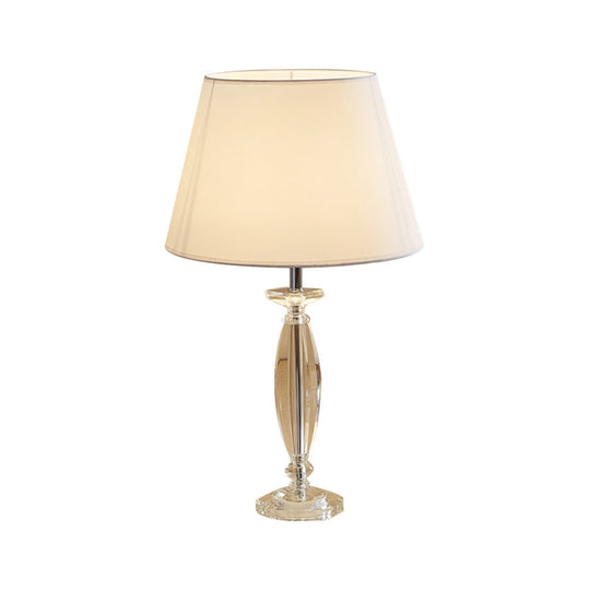 Fabric Shade Table Lamp With Crystal Base - Traditional White/Flaxen/Coffee Ideal For Study Room