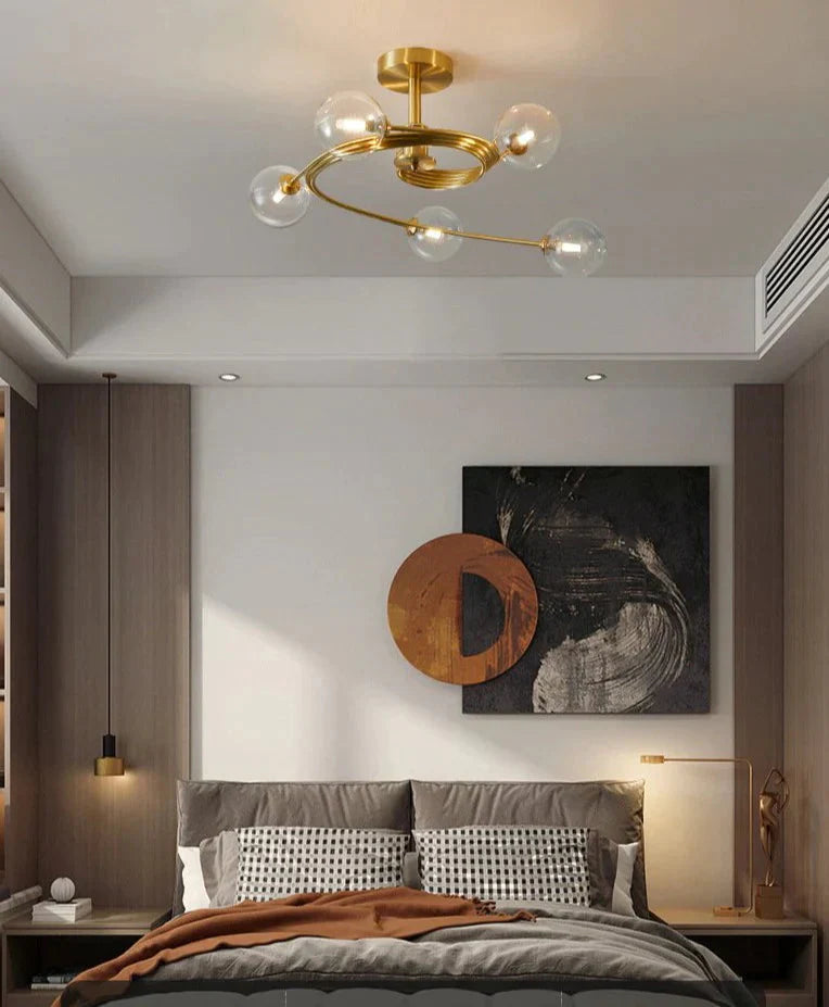 Nordic Creative Rotate Bedroom Room Lamp Room Copper Ceiling Lamp