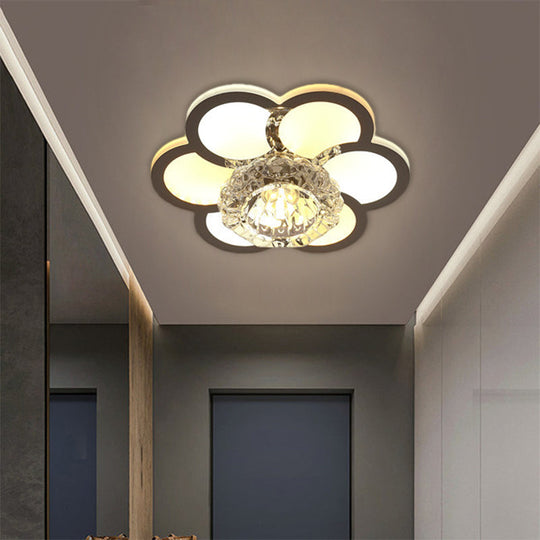 Modern LED Flush Mount Ceiling Light with Clear Crystal Shade - Ideal for Corridors