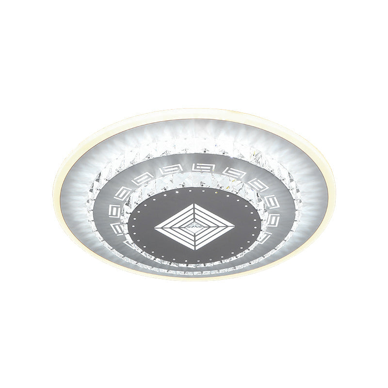 Modern LED Crystal Block Flush Mount Light Fixture with Rhombus/Cobble/Loving Heart Patterns in White/Warm Light