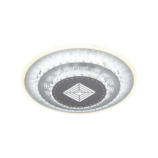 Modern LED Crystal Block Flush Mount Light Fixture with Rhombus/Cobble/Loving Heart Patterns in White/Warm Light