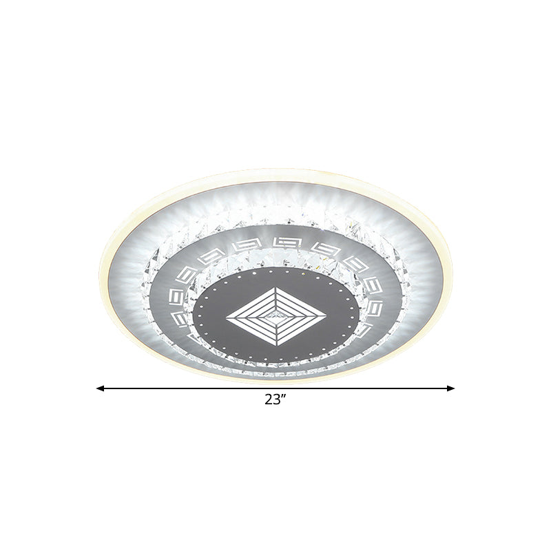 Modern LED Crystal Block Flush Mount Light Fixture with Rhombus/Cobble/Loving Heart Patterns in White/Warm Light