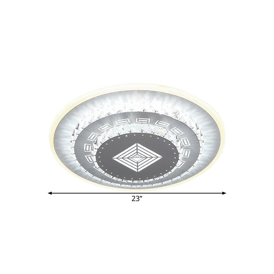 Modern LED Crystal Block Flush Mount Light Fixture with Rhombus/Cobble/Loving Heart Patterns in White/Warm Light