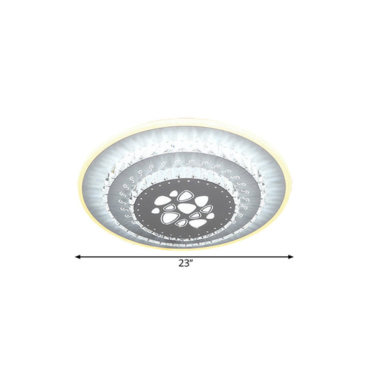 Modern Led Crystal Block Flush Mount Light Fixture With Rhombus/Cobble/Loving Heart Patterns In