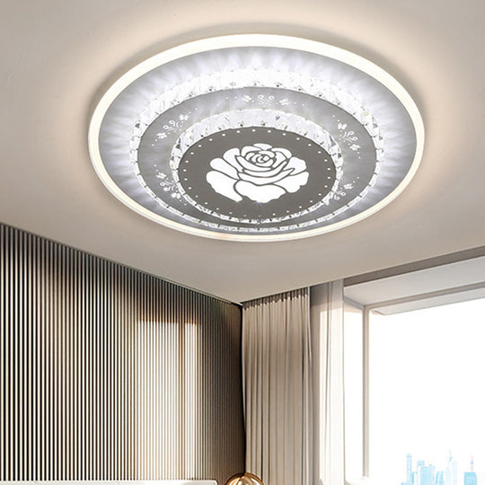 Modern Led Crystal Block Flush Mount Light Fixture With Rhombus/Cobble/Loving Heart Patterns In