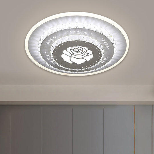 Modern Led Crystal Block Flush Mount Light Fixture With Rhombus/Cobble/Loving Heart Patterns In