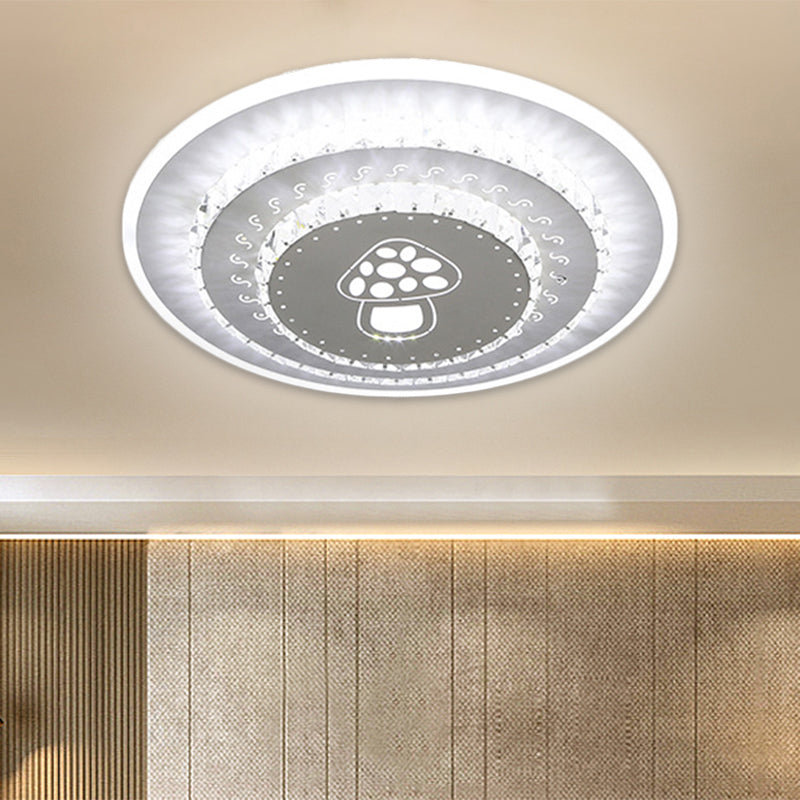 Modern Led Crystal Block Flush Mount Light Fixture With Rhombus/Cobble/Loving Heart Patterns In