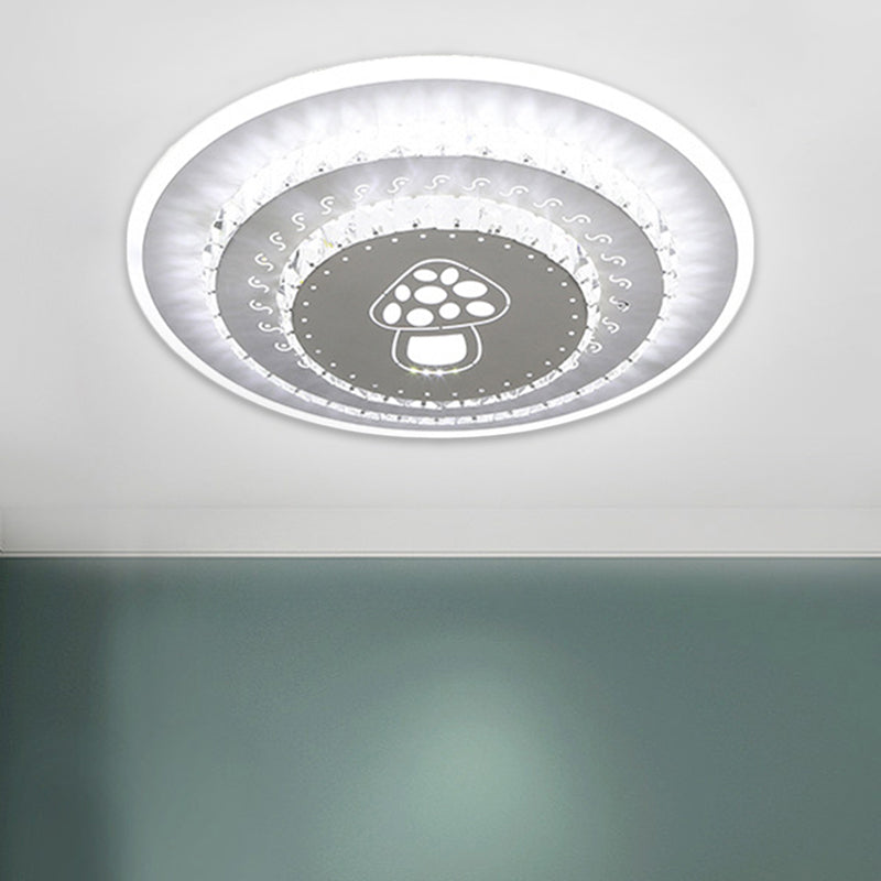 Modern Led Crystal Block Flush Mount Light Fixture With Rhombus/Cobble/Loving Heart Patterns In