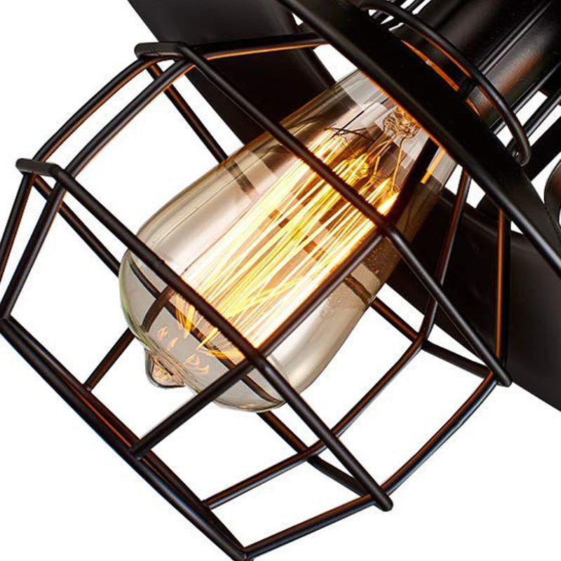 Farmhouse Metal Pendant Light - Wire Cage Dining Room Hanging Kit, 1-Light, Black Finish