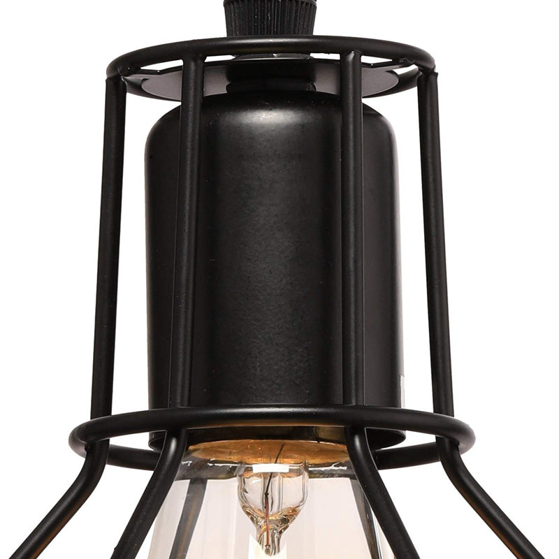 Industrial Metal Wire Globe Pendant Light - Black 1-Light Ceiling Hanging Lamp For Kitchen