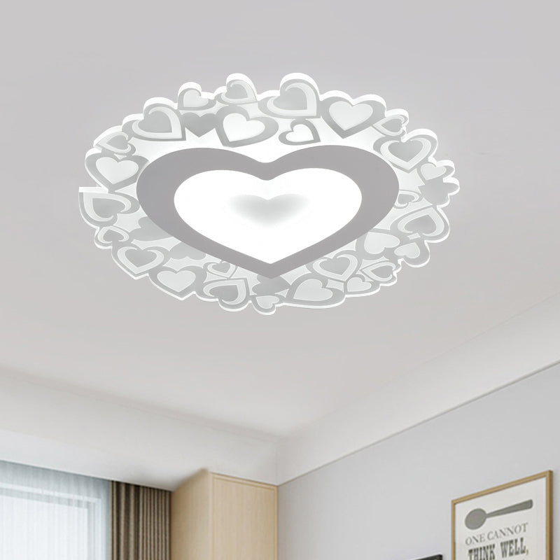 White Heart Shaped LED Flush Mount Ceiling Light for Bedroom, 18"/23.5" Dia