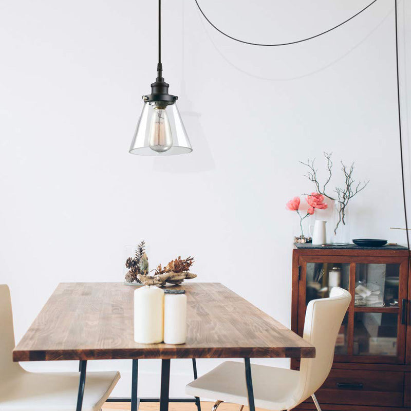 Industrial Black Ceiling Pendant Light With Clear Glass Shade For Kitchen - 1