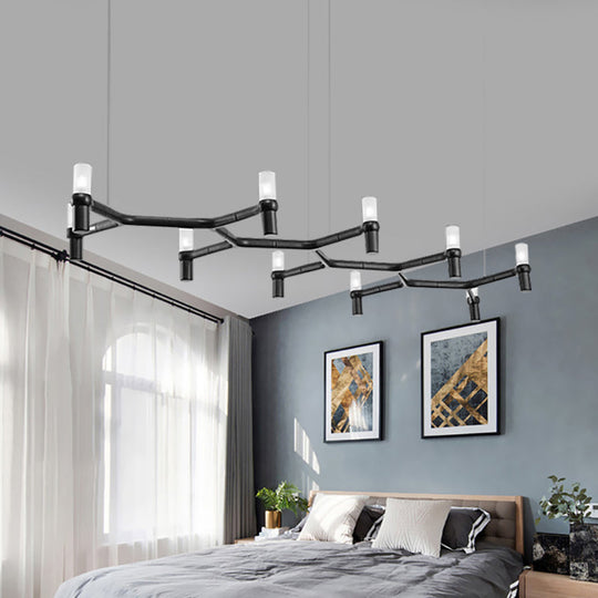 Contemporary 10-Head Ceiling Pendant With Aluminum Alloy Shade - Black White Chrome Or Gold Tube