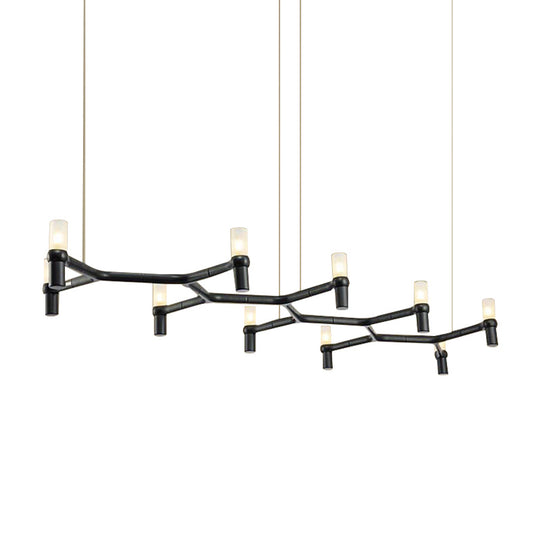 Contemporary 10-Head Ceiling Pendant With Aluminum Alloy Shade - Black White Chrome Or Gold Tube