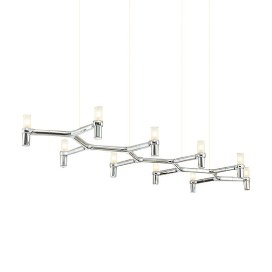 Contemporary 10-Head Ceiling Pendant With Aluminum Alloy Shade - Black White Chrome Or Gold Tube