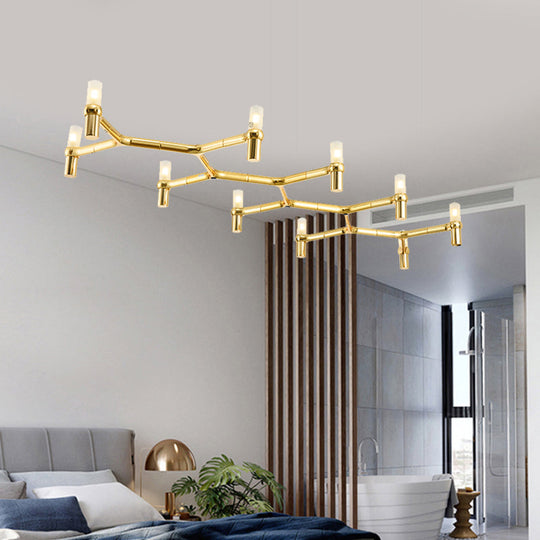 Contemporary 10-Head Ceiling Pendant With Aluminum Alloy Shade - Black White Chrome Or Gold Tube