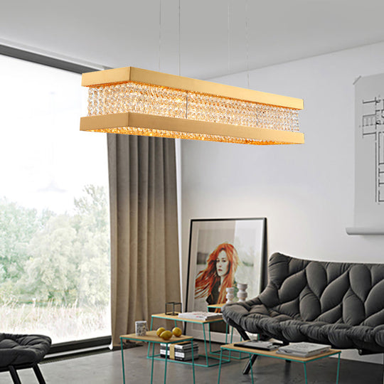 Contemporary Crystal Led Island Light - Gold 31.5/39 Wide Bench 1-Light Pendant Living Room Ceiling