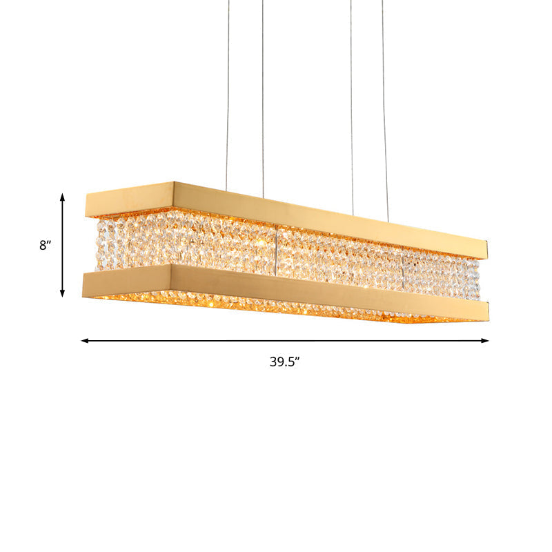 Contemporary Crystal Led Island Light - Gold 31.5/39 Wide Bench 1-Light Pendant Living Room Ceiling