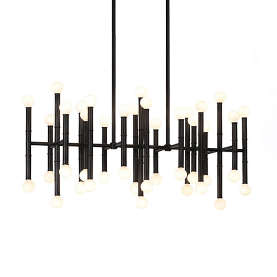 Modern Metal Island Light - Multi-Rod 42-Head Black/Chrome/Gold Up & Down Lighting Fixture