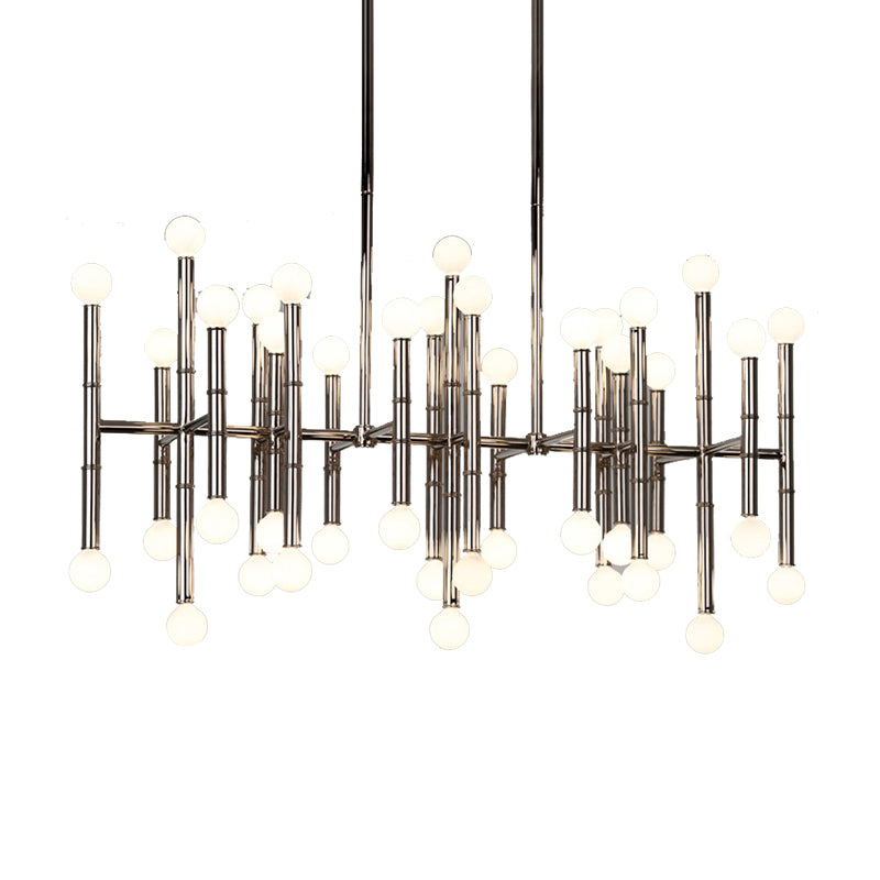 Modern Metal Island Light - Multi-Rod 42-Head Black/Chrome/Gold Up & Down Lighting Fixture