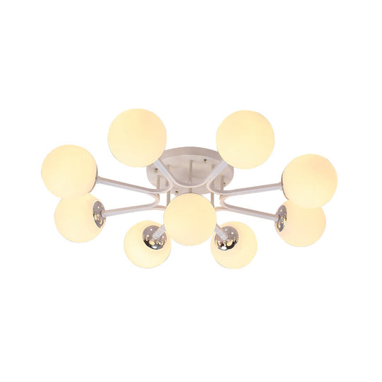 Nordic Metal Semi Flush Mount Light With Globe Glass Shade - 3/5/9 Lights For Living Room