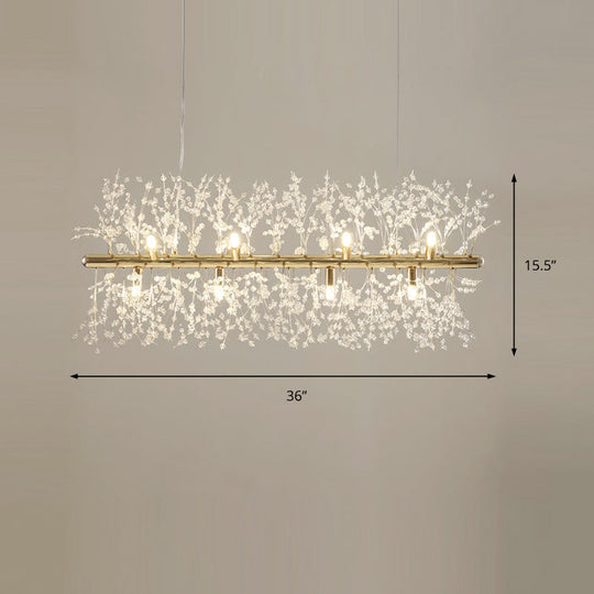 Modern Crystal Flower Island Pendant Ceiling Lamp For Kitchen (9/12-Head Chrome/Gold)