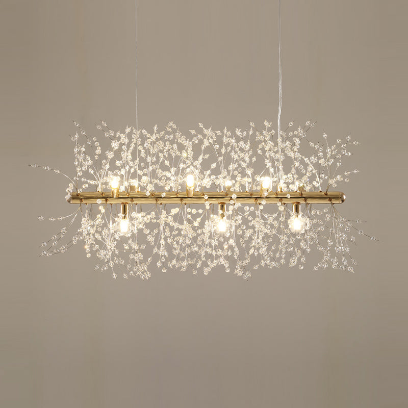 Modern Crystal Flower Island Pendant Ceiling Lamp For Kitchen (9/12-Head Chrome/Gold)