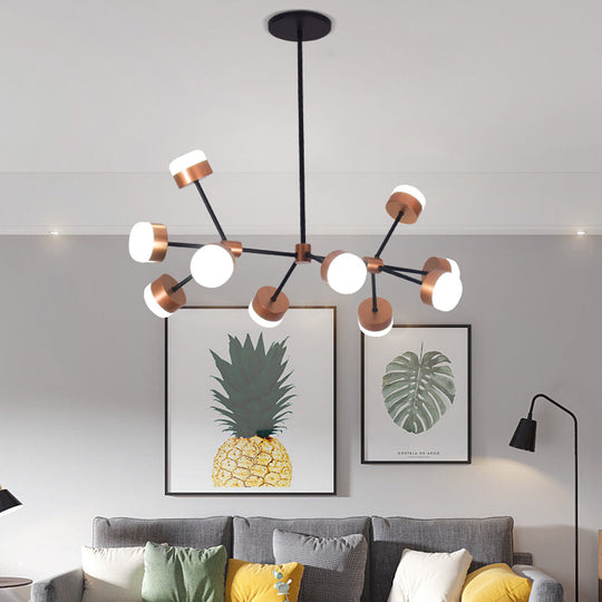 Modern Sputnik Gold Pendant Light For Bedroom - Acrylic 10/12-Head Ceiling Island Drop