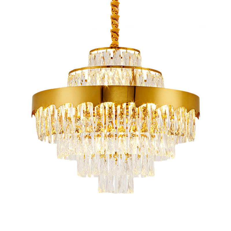 Vintage Style Gold Crystal Chandelier – Layered Light Fixture for Dining Room (17"/23")