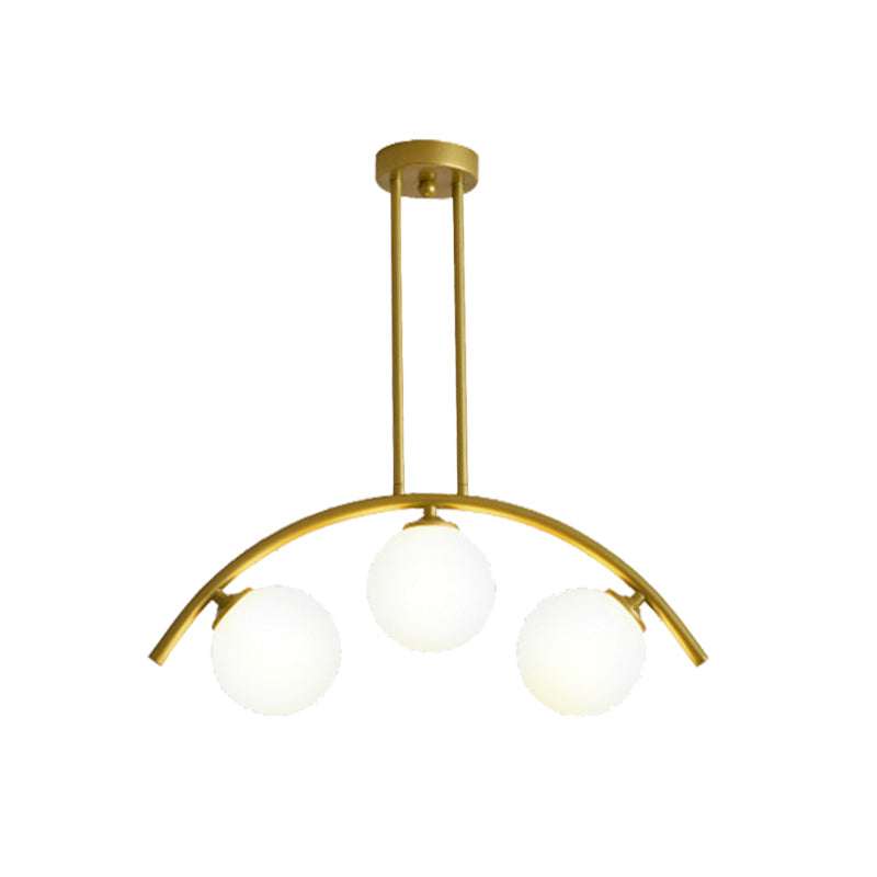 Gold Island Pendant With Clear/White Shade And Curvy Design - Perfect For Modern Kitchens (3/5/7