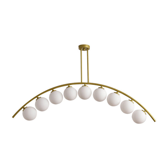 Gold Island Pendant With Clear/White Shade And Curvy Design - Perfect For Modern Kitchens (3/5/7