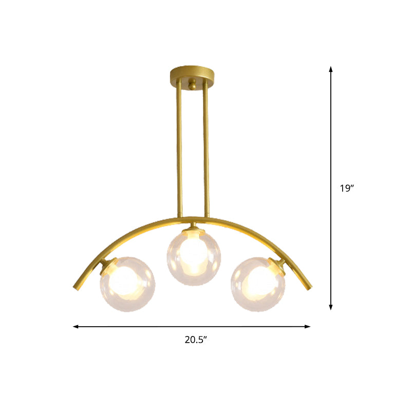 Gold Island Pendant With Clear/White Shade And Curvy Design - Perfect For Modern Kitchens (3/5/7