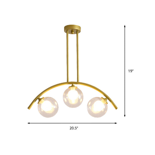 Gold Island Pendant With Clear/White Shade And Curvy Design - Perfect For Modern Kitchens (3/5/7