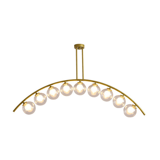 Gold Island Pendant With Clear/White Shade And Curvy Design - Perfect For Modern Kitchens (3/5/7