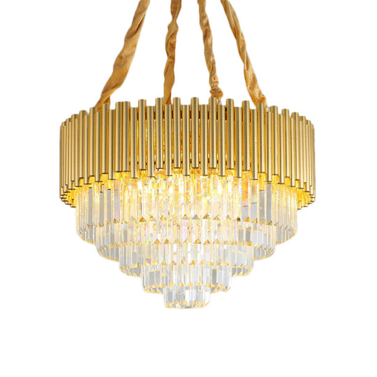 Contemporary 3-Tier Circle Hanging Lamp - Brass Finish