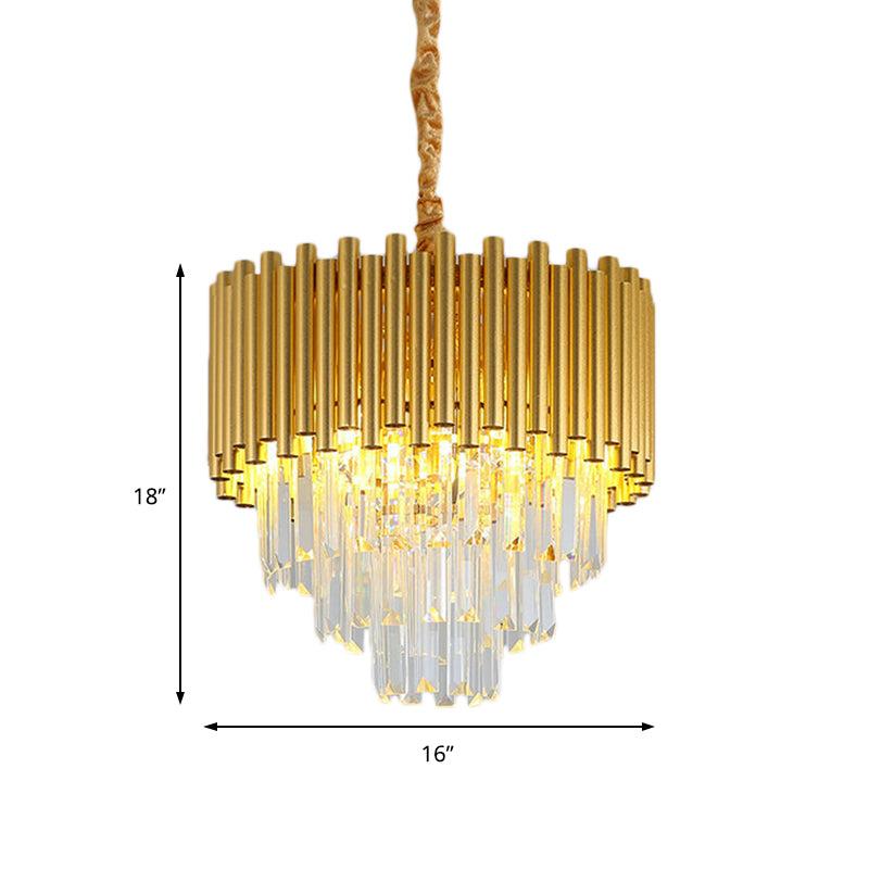 Contemporary 3-Tier Circle Hanging Lamp - Brass Finish