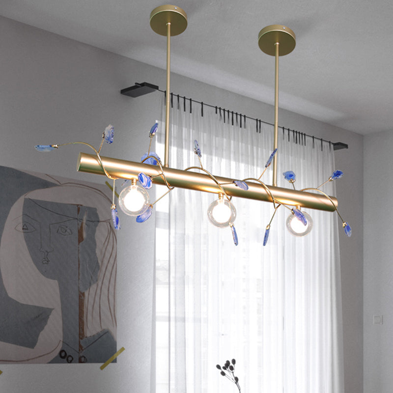 Contemporary 3-Light Ceiling Pendant With Vibrant Colored Glass Shade Gold / D