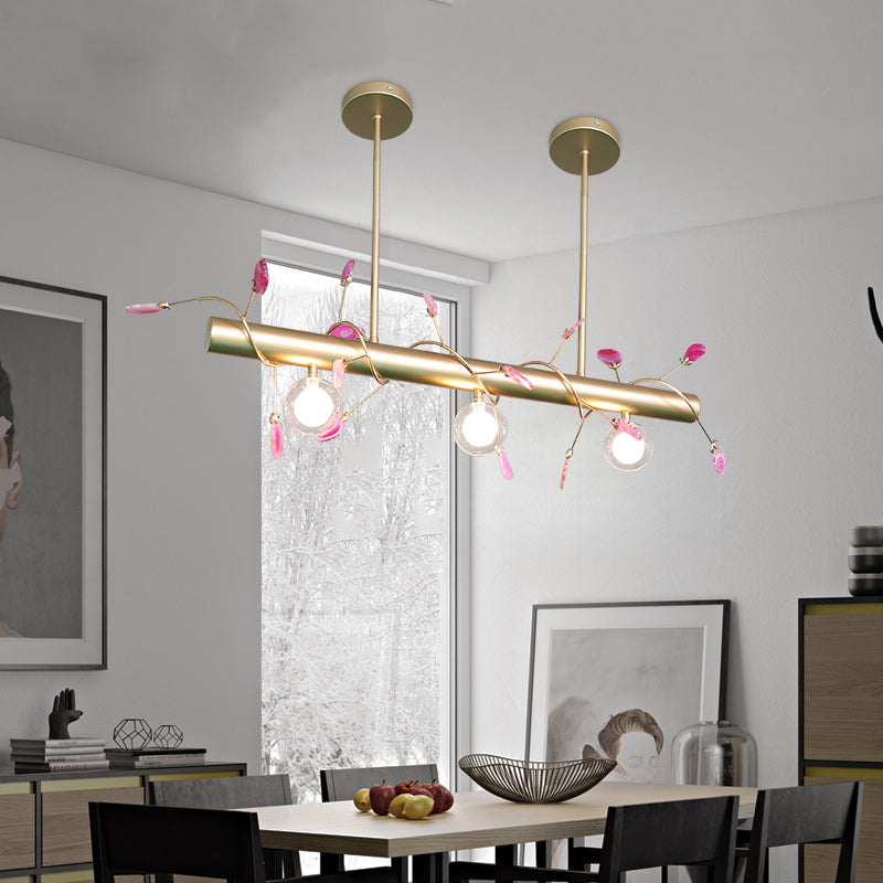 Contemporary 3-Light Ceiling Pendant With Vibrant Colored Glass Shade Gold / A