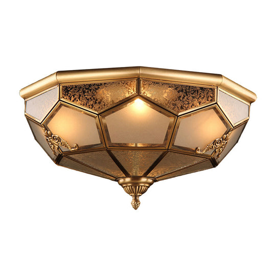 Traditional Opal Glass Ceiling Light Fixture - 14"/18" Wide, 3/4-Head, Flush Mount in Brass