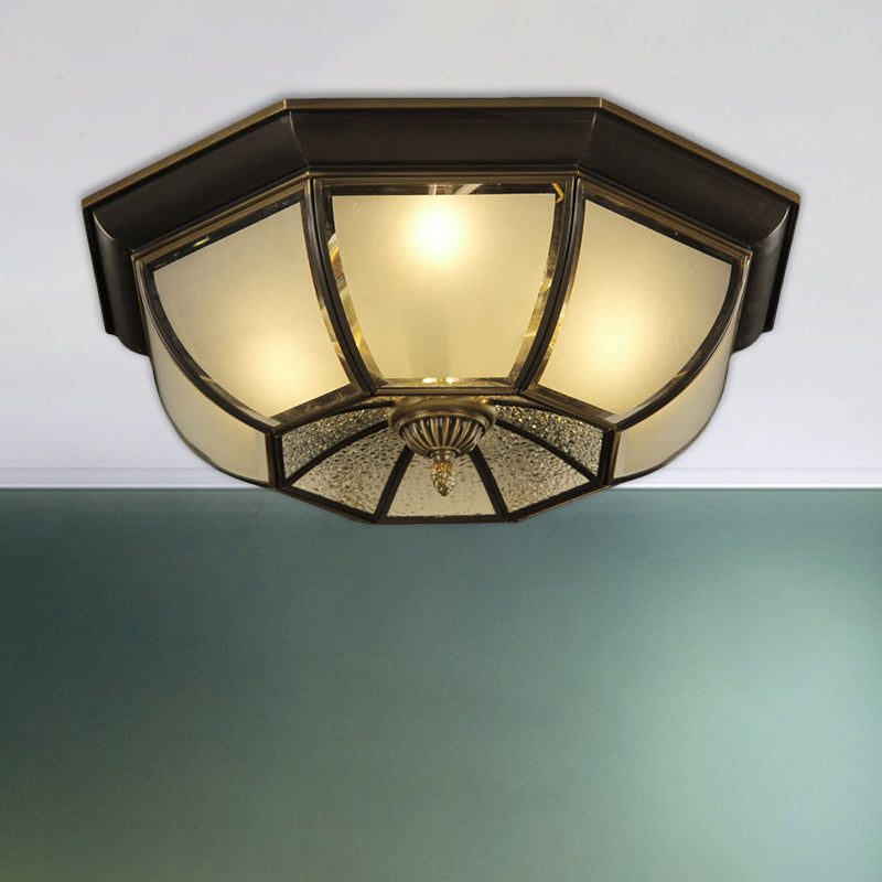 Frosted Glass Vintage Ceiling Fixture with 3/4-Bulb Black Flush Mount, 14"/18" Width