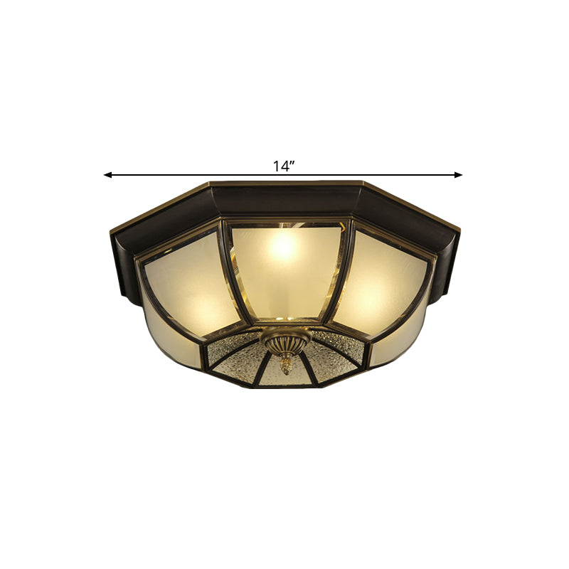 Frosted Glass Vintage Ceiling Fixture with 3/4-Bulb Black Flush Mount, 14"/18" Width