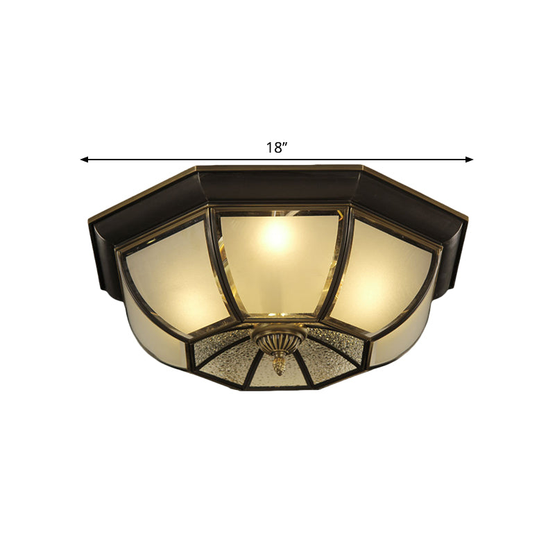 Frosted Glass Vintage Ceiling Fixture with 3/4-Bulb Black Flush Mount, 14"/18" Width